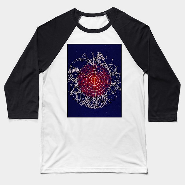 Simulation of Higgs boson production (A142/0405) Baseball T-Shirt by SciencePhoto